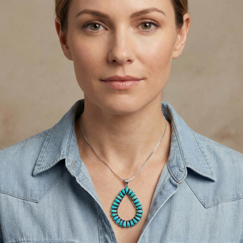 Turquoise Pendant Sterling Silver P3330-C75