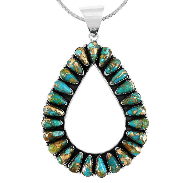 Matrix Turquoise Pendant Sterling Silver P3330-C84