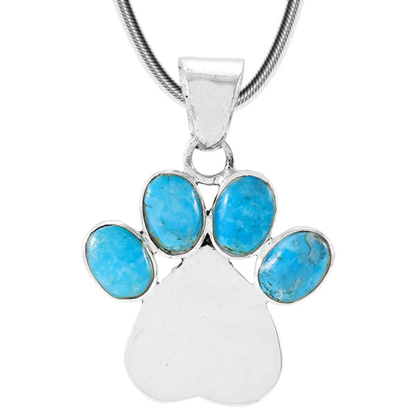 Turquoise Paw Heart Pendant Sterling Silver P3331-C75