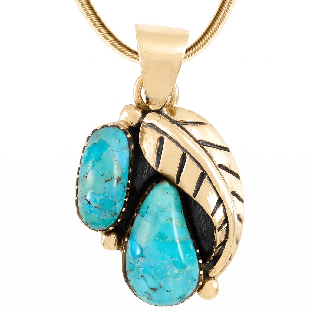 Turquoise Pendant GoldCopper P3332-GB-BAIL-C75