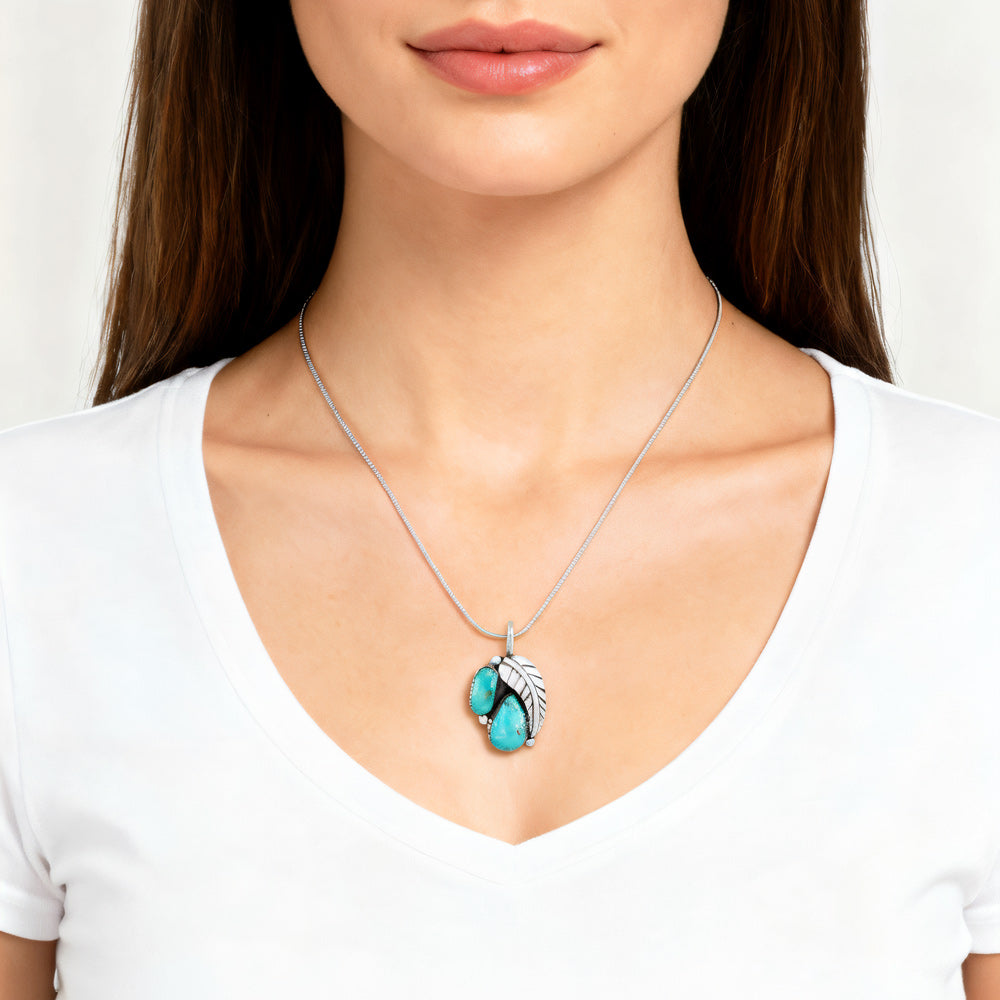 Turquoise Jewelry Pendant Sterling Silver P3332-C75