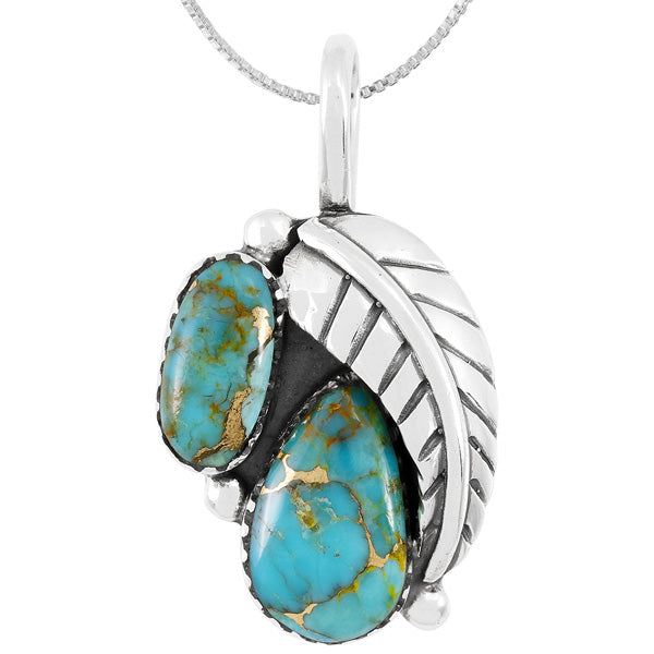 Matrix Turquoise Jewelry Pendant Sterling Silver P3332-C84