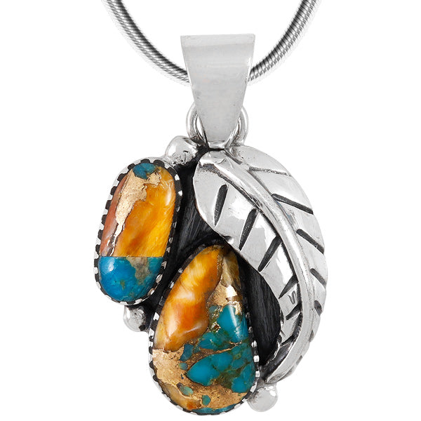 Spiny Turquoise Pendant Sterling Silver P3332-C89-BAIL