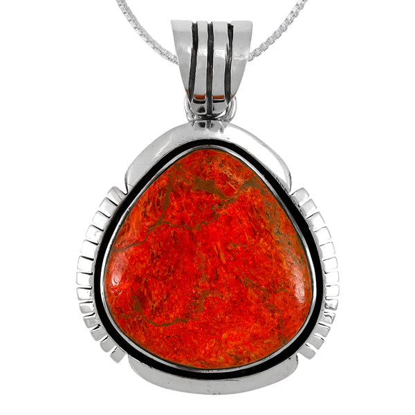 Coral Pendant Sterling Silver P3334-C74