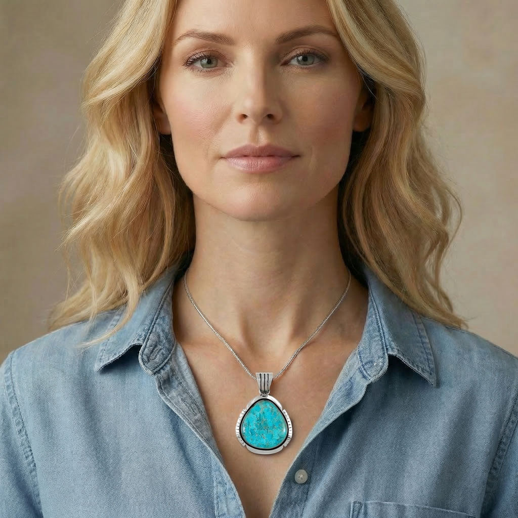 Turquoise Sterling Silver Pendant P3334-C75