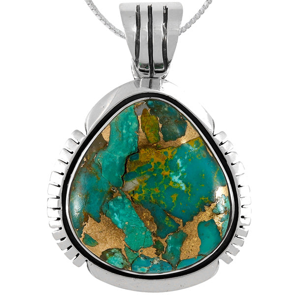 Matrix Turquoise Sterling Silver Pendant P3334-C84