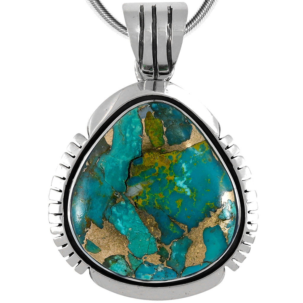 Matrix Turquoise Sterling Silver Pendant P3334-C84