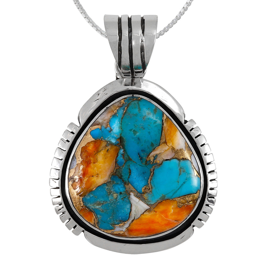 Spiny Turquoise Sterling Silver Pendant P3334-C89