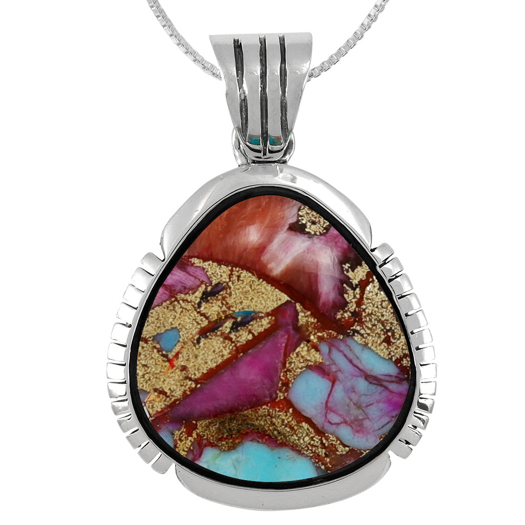 Rainbow Spiny Turquoise Pendant Sterling Silver P3334-C91