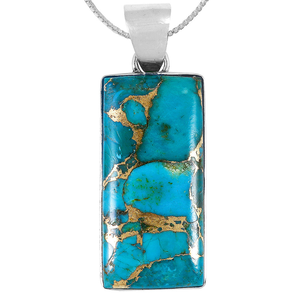 Matrix Turquoise Sterling Silver Pendant P3335-C84