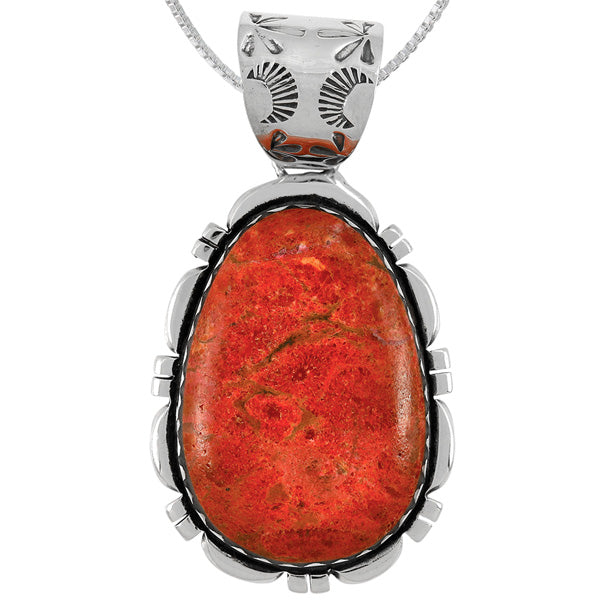 Coral Pendant Sterling Silver P3336-C74