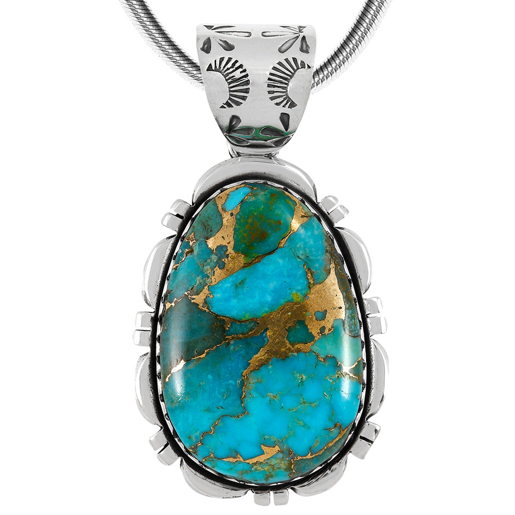 Matrix Turquoise Sterling Silver Pendant P3336-C84