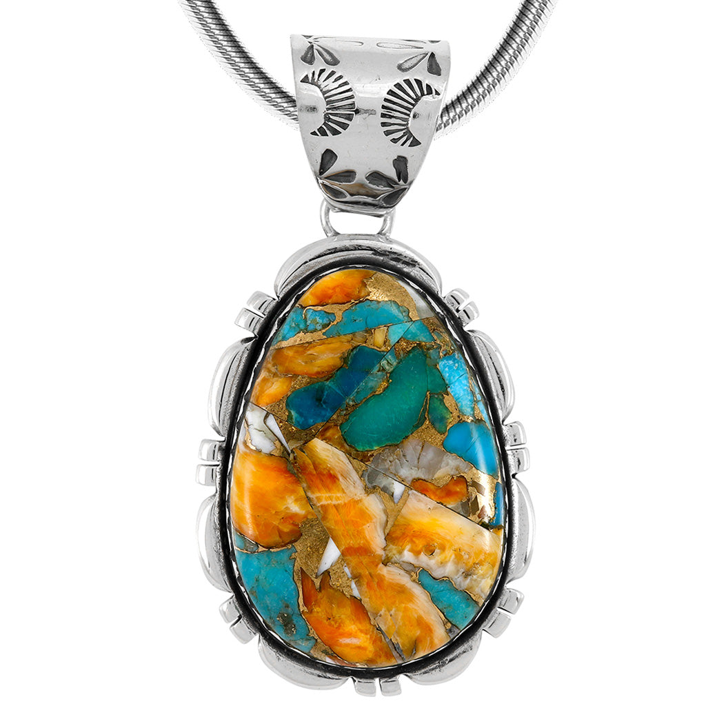 Spiny Turquoise Sterling Silver Pendant P3336-C89