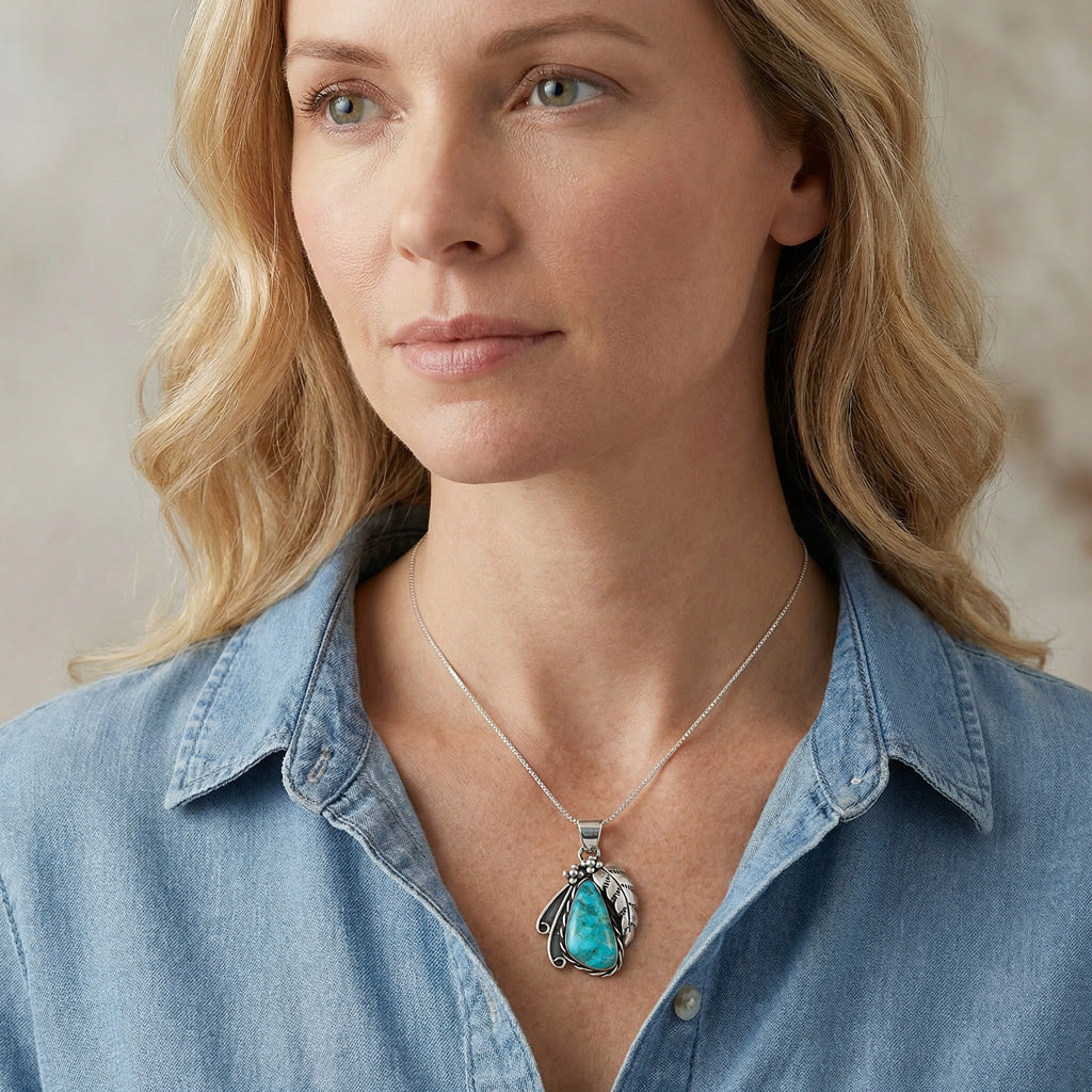 Turquoise Sterling Silver Pendant P3337-C75