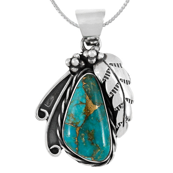 Matrix Turquoise Sterling Silver Pendant P3337-C84