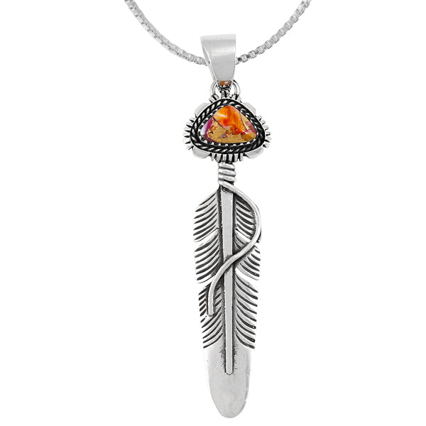 Plum Spiny Feather Pendant Sterling Silver P3338-SM-C92