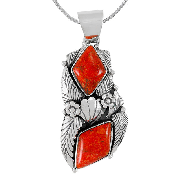 Coral Pendant Sterling Silver P3339-C74