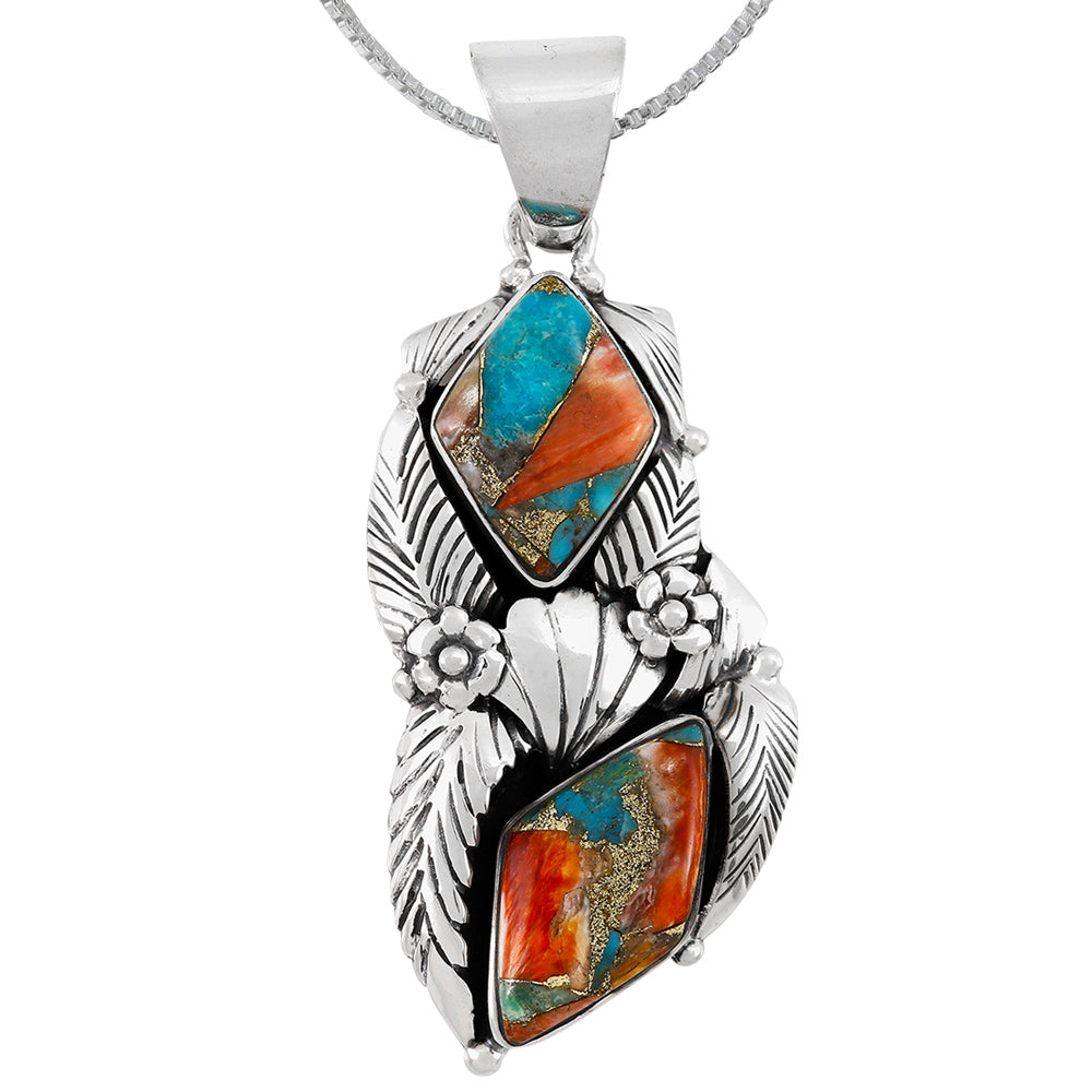 Spiny Turquoise Pendant Sterling Silver P3339-C89