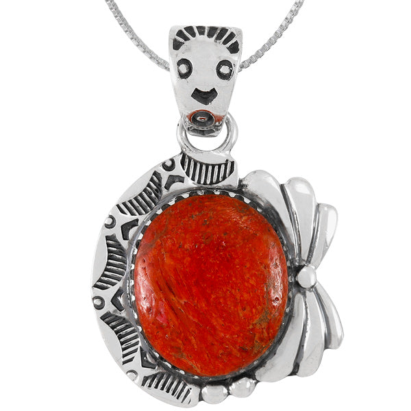 Coral Pendant Sterling Silver P3340-C74