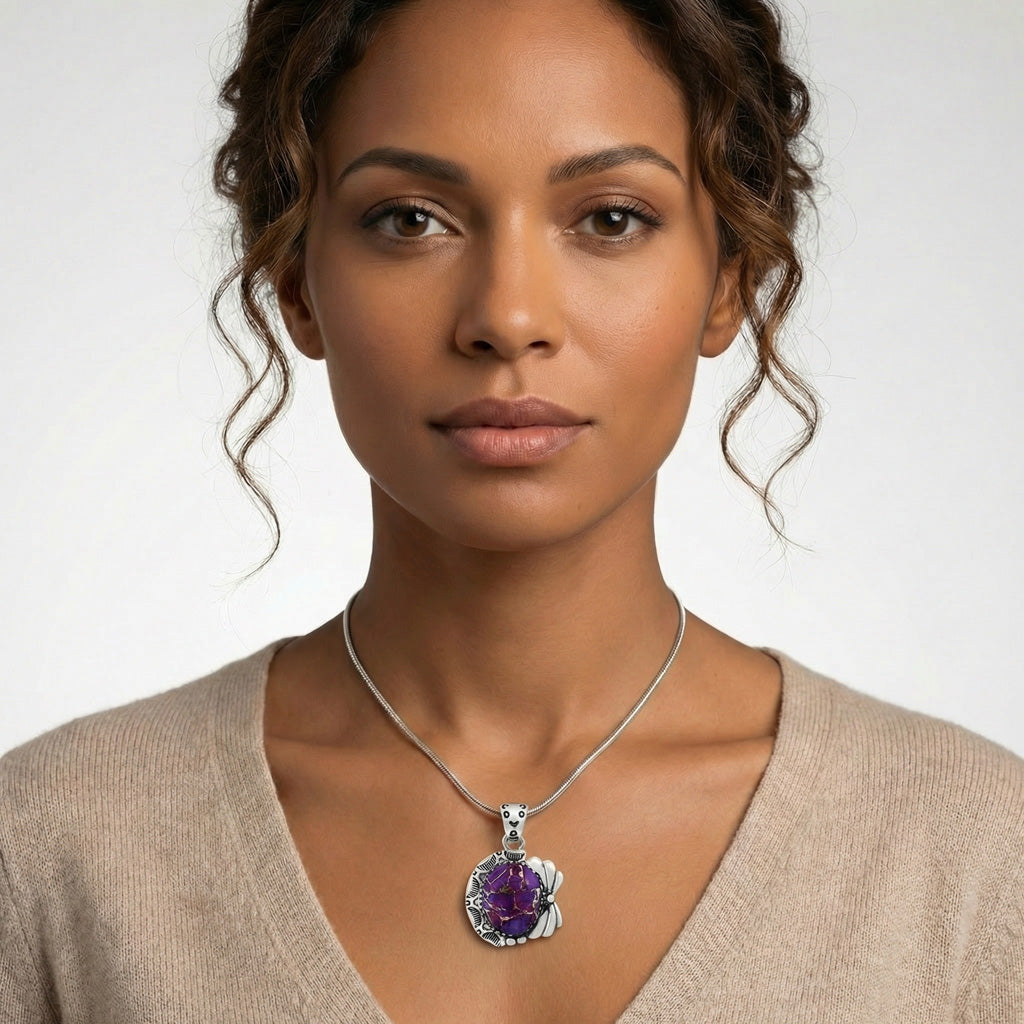 Purple Turquoise Pendant Sterling Silver P3340-C77