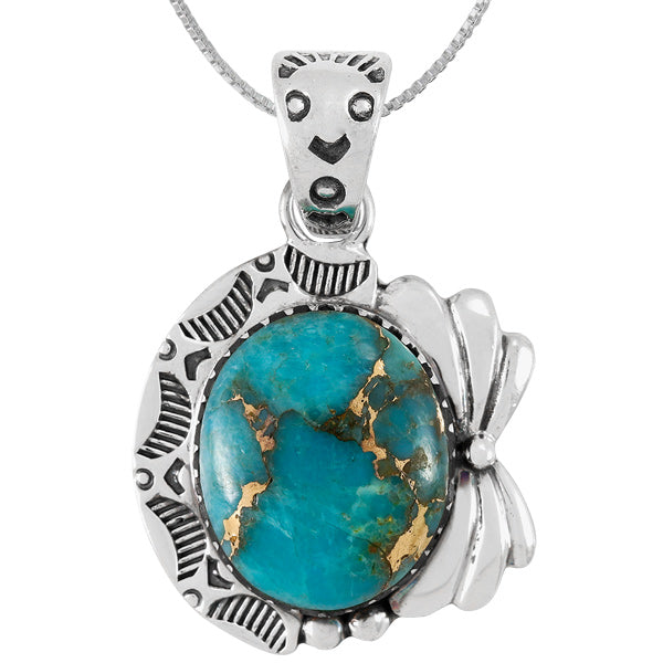 Sterling Silver Pendant in Turquoise & Other Gemstones P3340