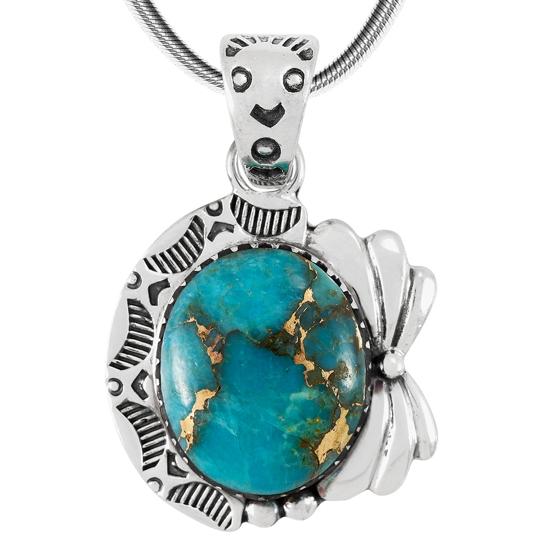 Matrix Turquoise Pendant Sterling Silver P3340-C84