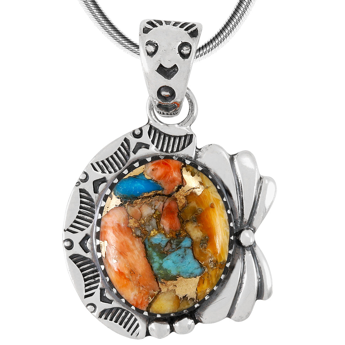 Spiny Turquoise Pendant Sterling Silver P3340-C89