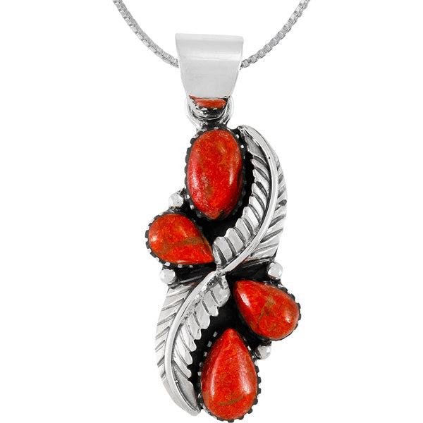 Coral Pendant Sterling Silver P3341-C74