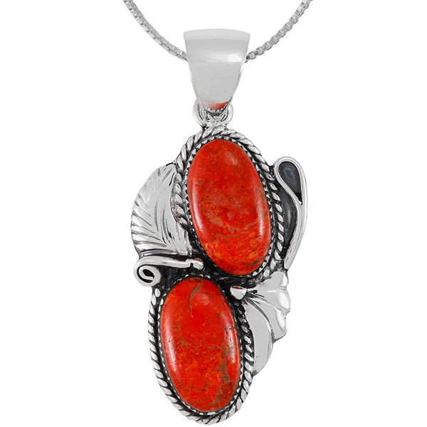 Coral Pendant Sterling Silver P3343-C74