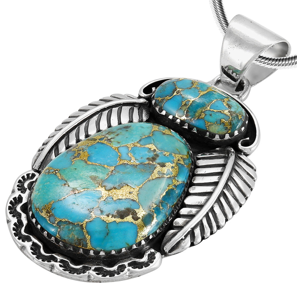 Matrix Turquoise Pendant Sterling Silver P3344-C84