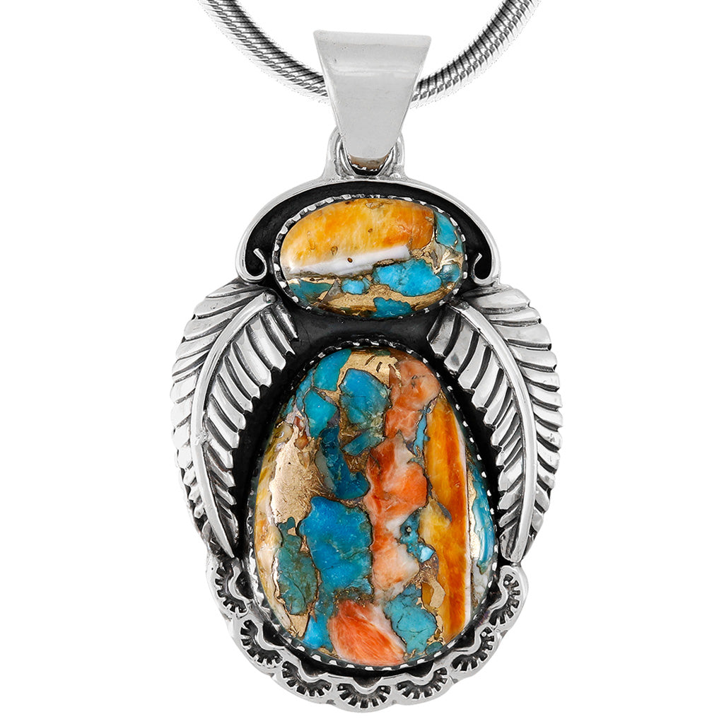 Spiny Turquoise Pendant Sterling Silver P3344-C89