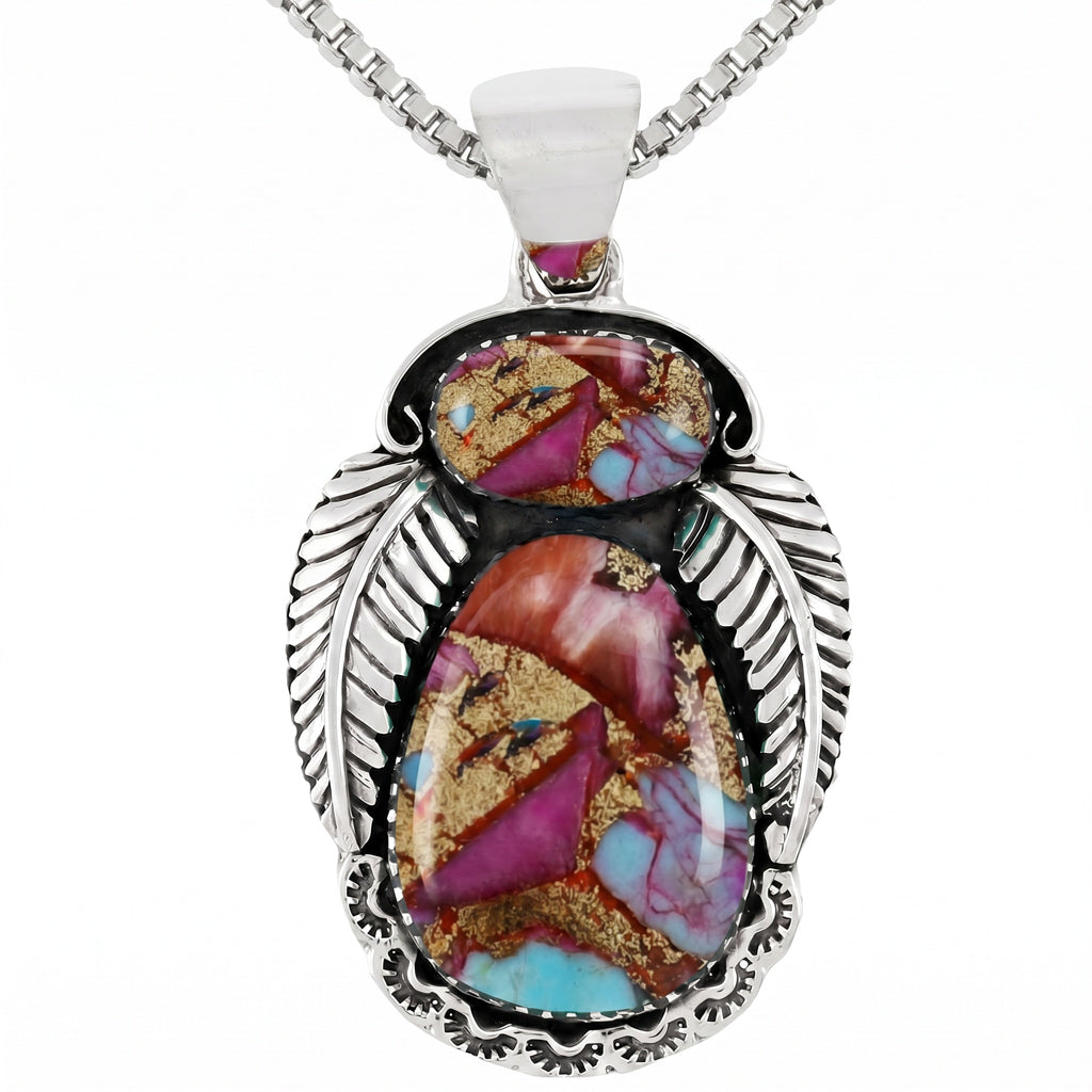 Rainbow Spiny Turquoise Pendant Sterling Silver P3344-C91