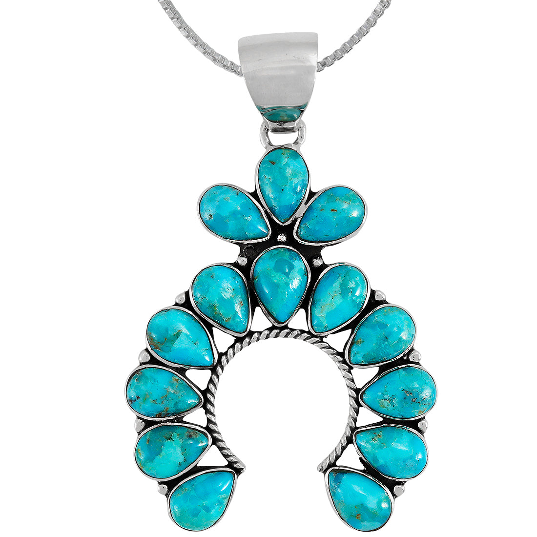 Turquoise Naja Pendant SilveryCopper P3348-SB-C75