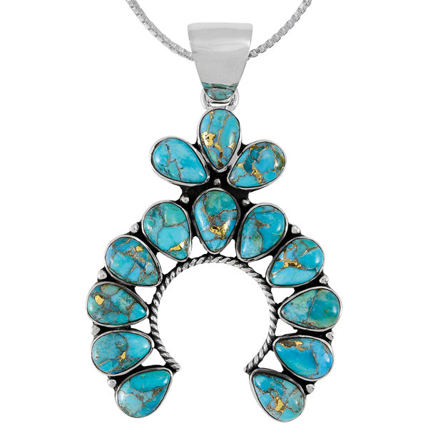 Matrix Turquoise Naja Pendant Sterling Silver P3348-C84