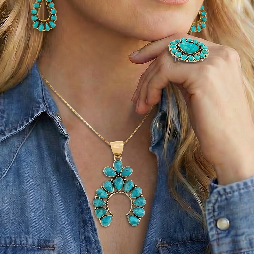 Turquoise Naja Pendant GoldCopper P3348-GB-C75