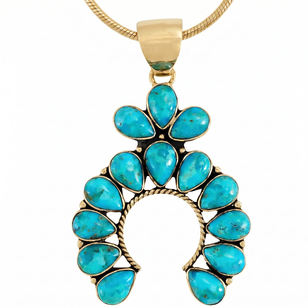 Turquoise Naja Pendant GoldCopper P3348-GB-C75