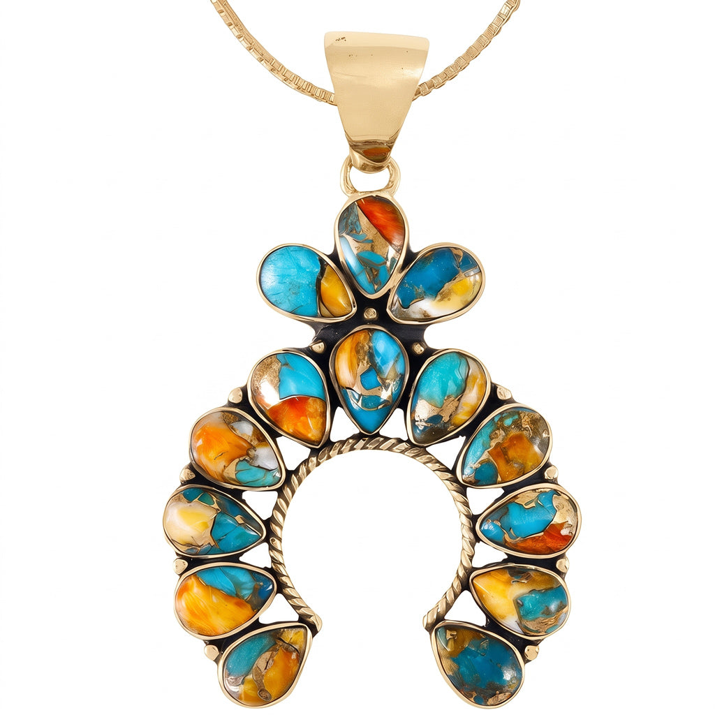 Naja Spiny Turquoise Pendant GoldCopper P3348-GB-C89