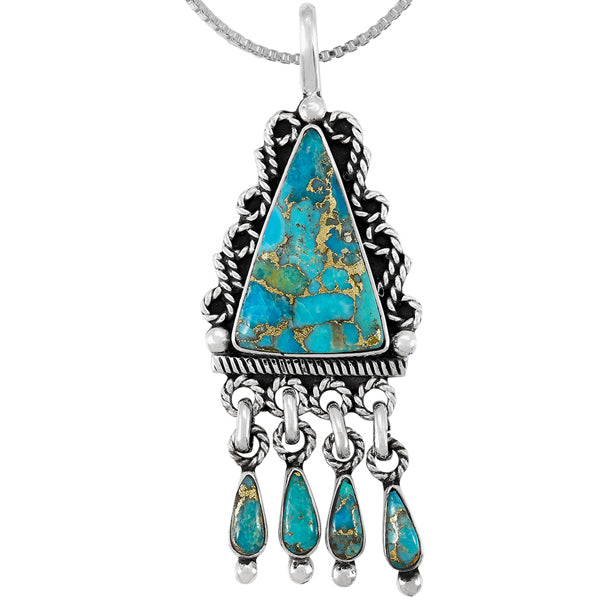 Matrix Turquoise Pendant Sterling Silver P3351-C84