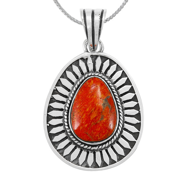 Coral Pendant Sterling Silver P3352-C74