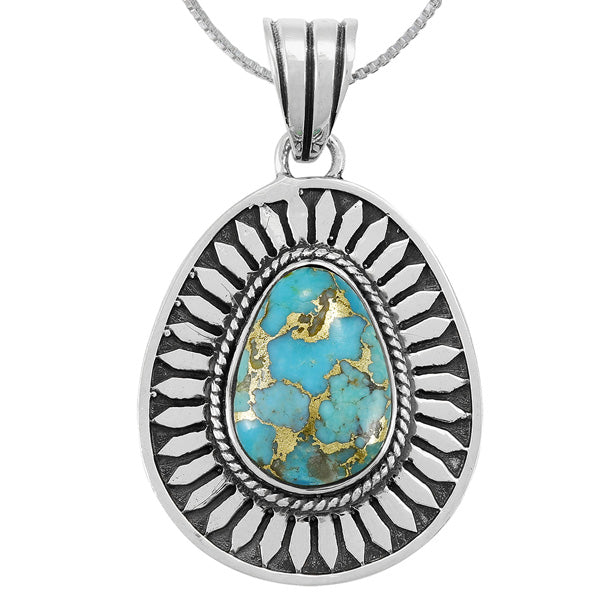 Sterling Silver Pendant Matrix Turquoise P3352-C84