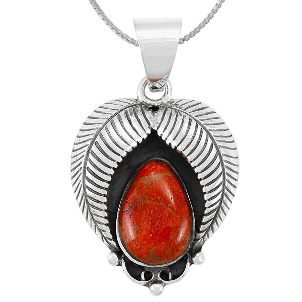 Coral Pendant Sterling Silver P3353-C74