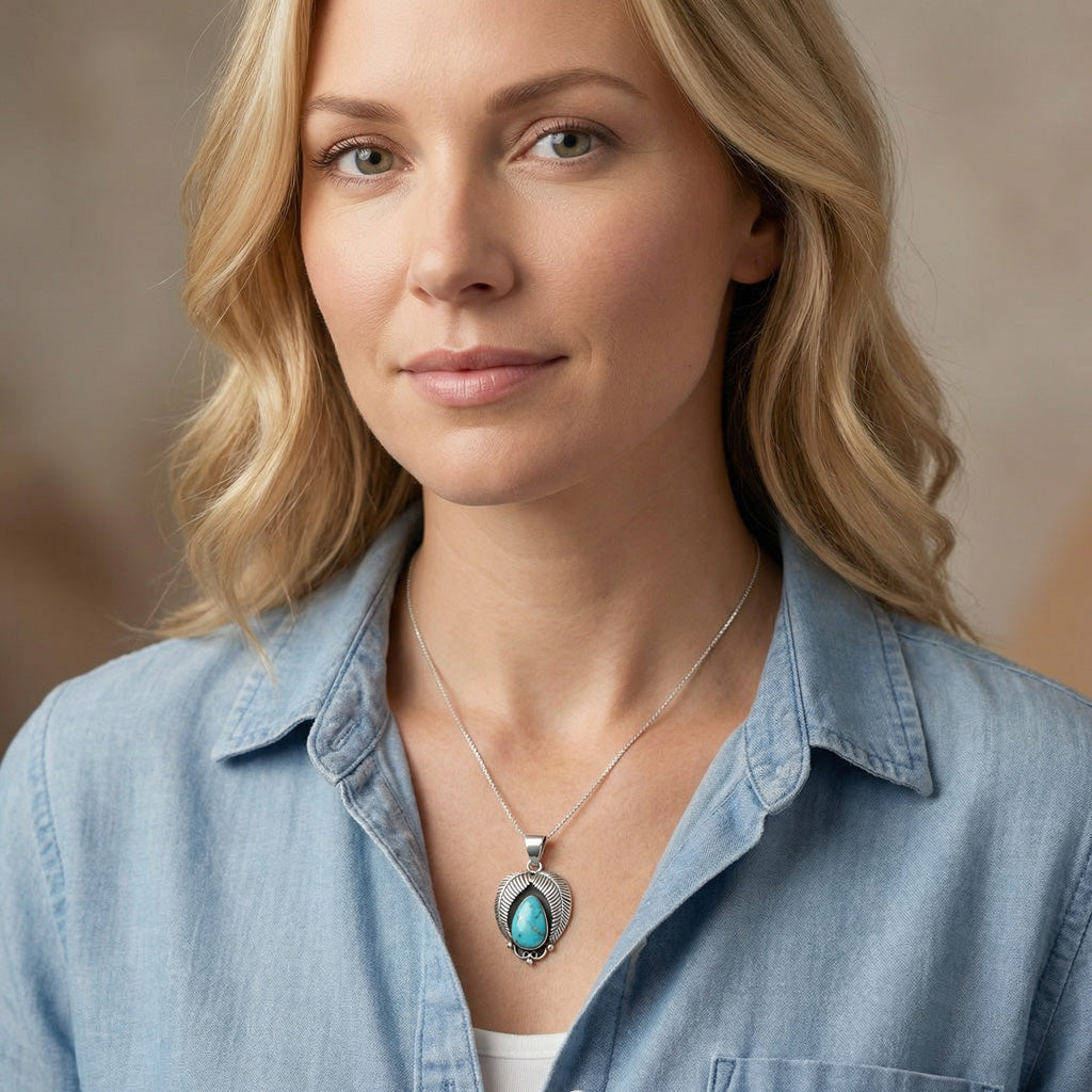 Sterling Silver Pendant Turquoise P3353-C75