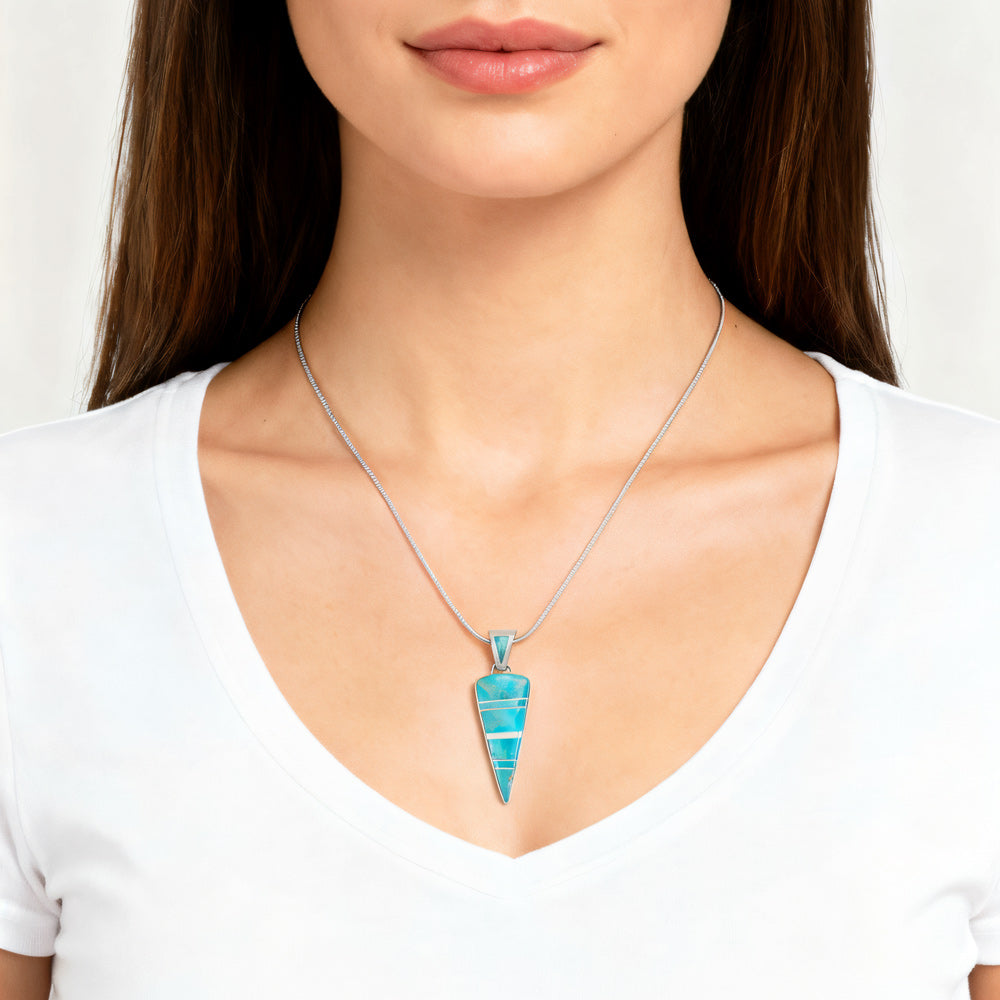 Turquoise Arrowhead Pendant Sterling Silver P3355-C05