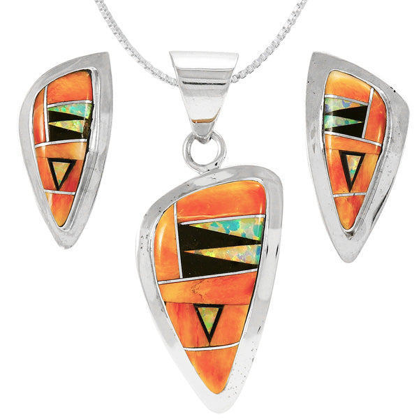 Spiny Oyster Pendant & Earrings Set Sterling Silver PE4006-C25