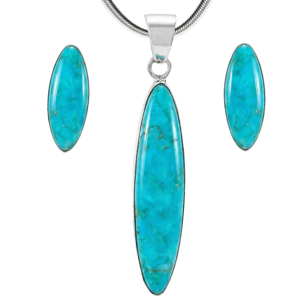 Turquoise Pendant & Earrings Set Sterling Silver PE4008-C75