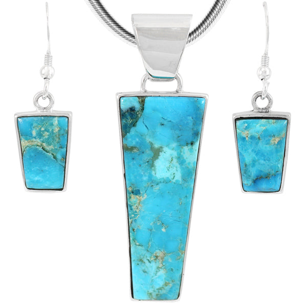 Sterling Silver Pendant & Earrings Set Turquoise PE4012-C75