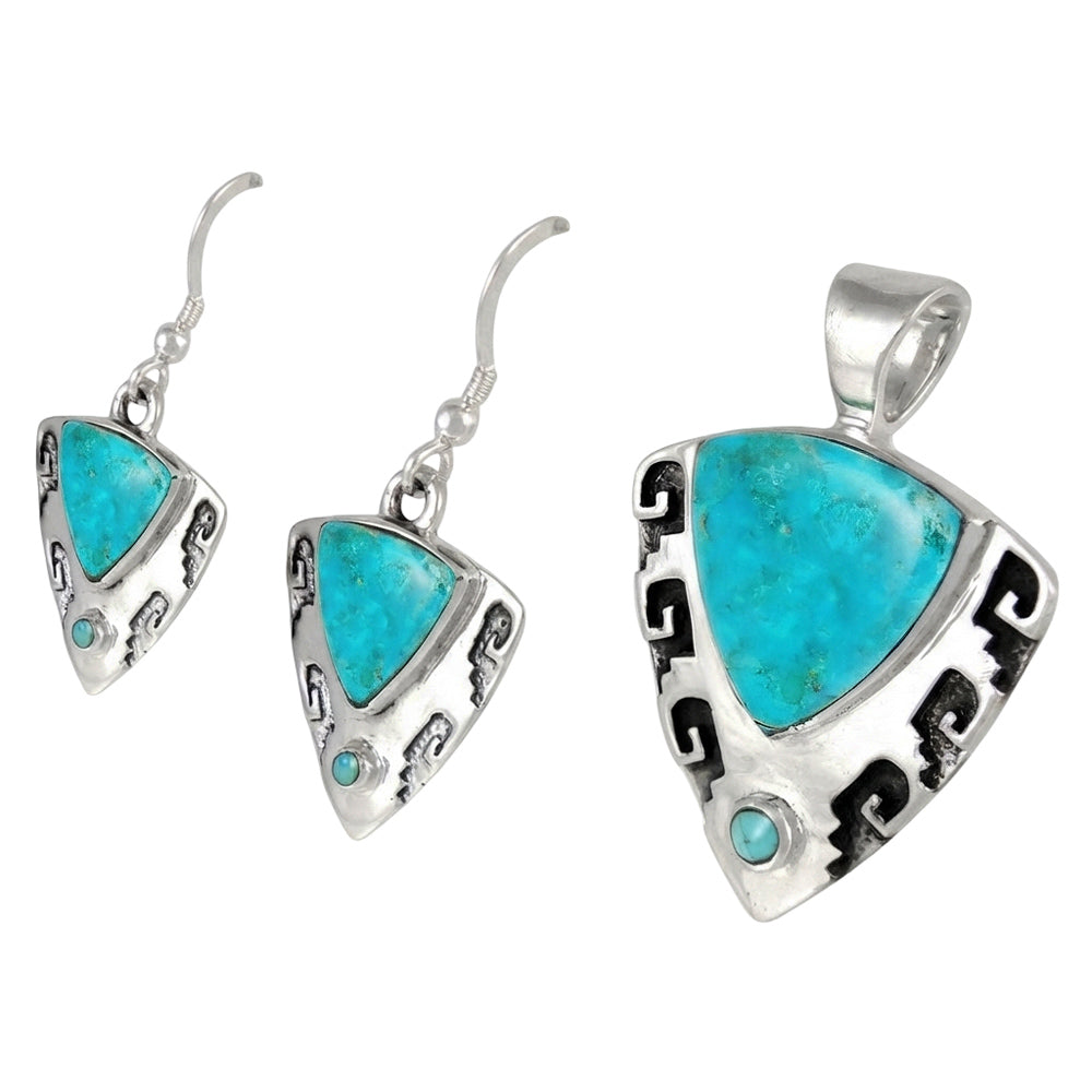 Sterling Silver Pendant & Earrings Set Turquoise PE4042-C75