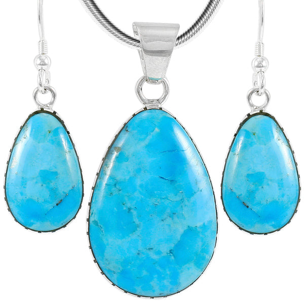 Sterling Silver Pendant & Earrings Set Turquoise PE4056-C75