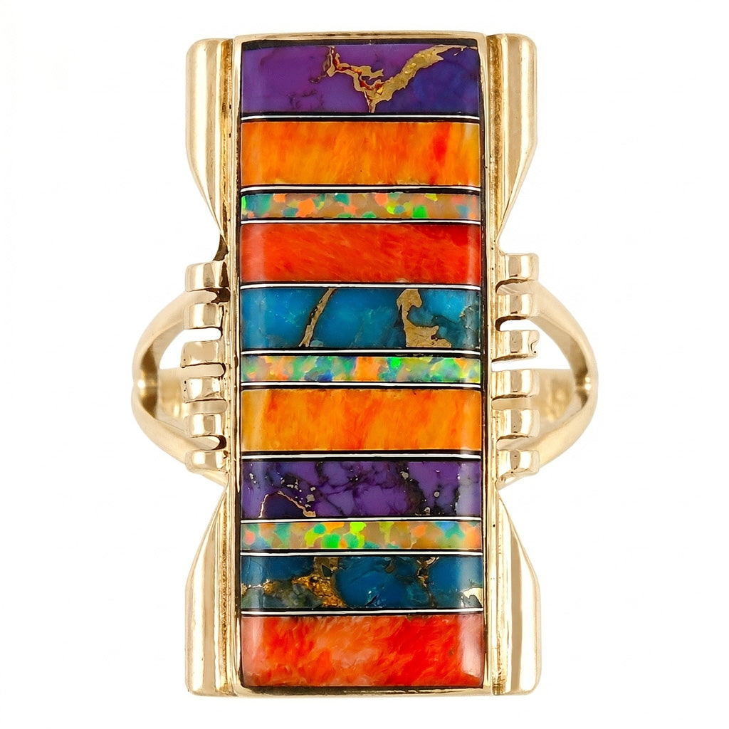 Multi Gemstone Ring GoldCopper R2017-GB-C00