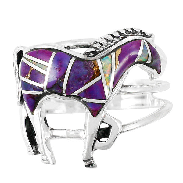 Horse Ring Sterling Silver Purple Turquoise R2018-C23
